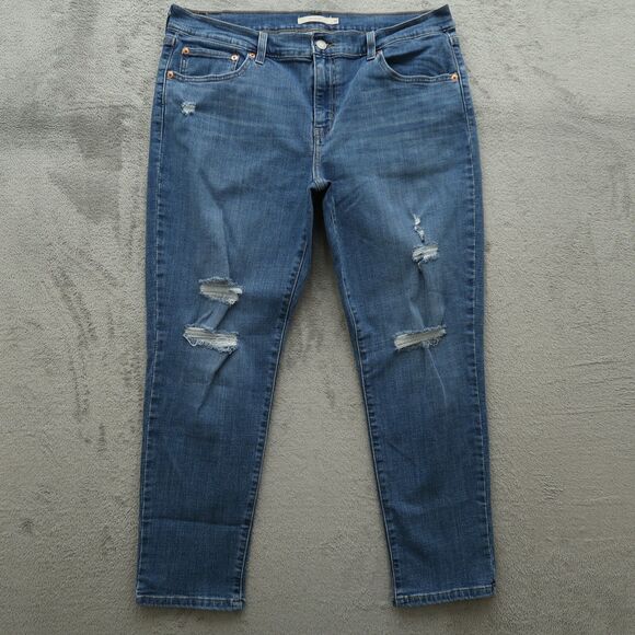 Levi's Jeans Women's Size 32 Blue Mid-Rise Boyfriend 26.5" Inseam Distressed - Picture 1 of 16